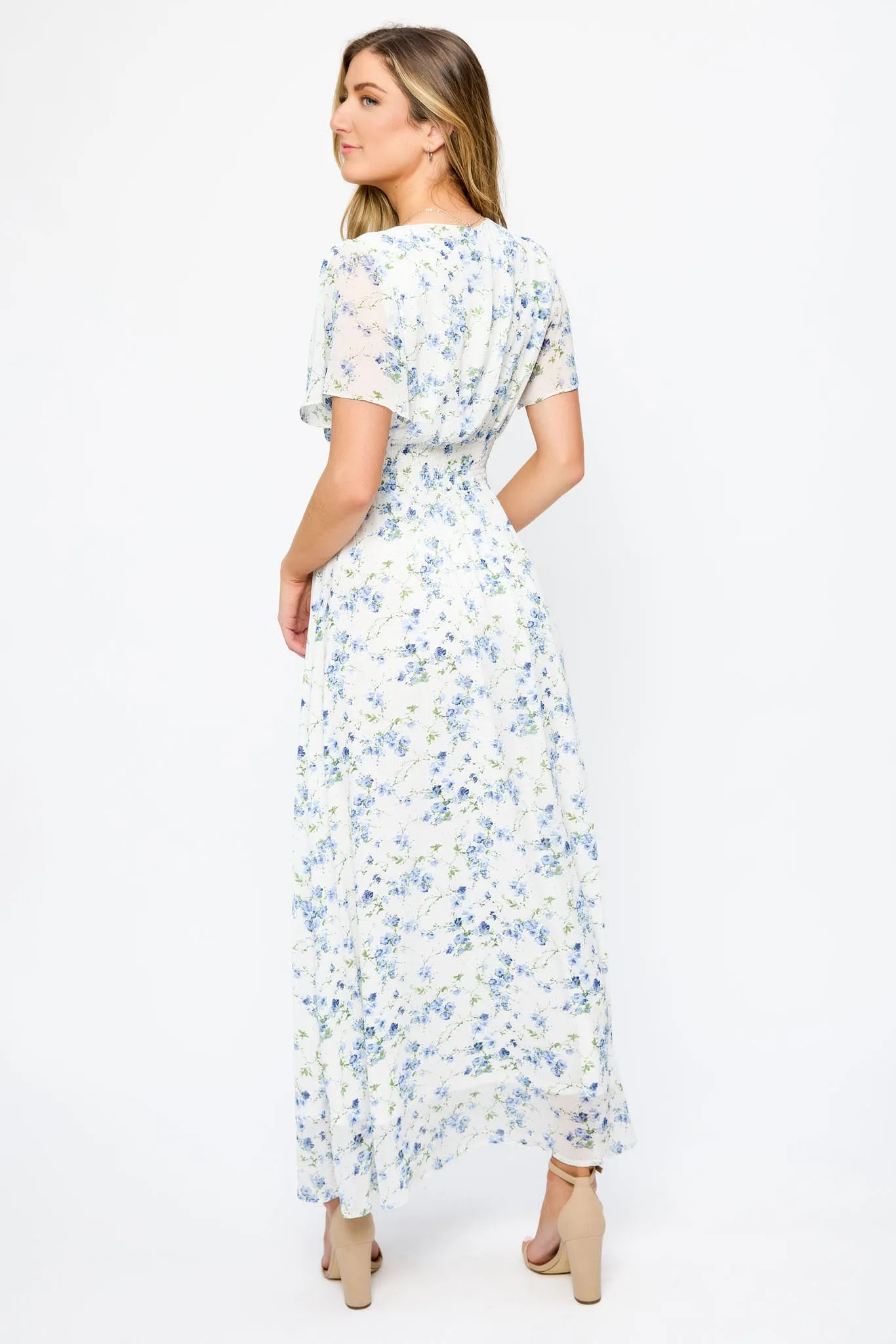 Ditsy Chiffon Flutter Sleeve Maxi Dress sold by Eclipse product image thumbnail 2