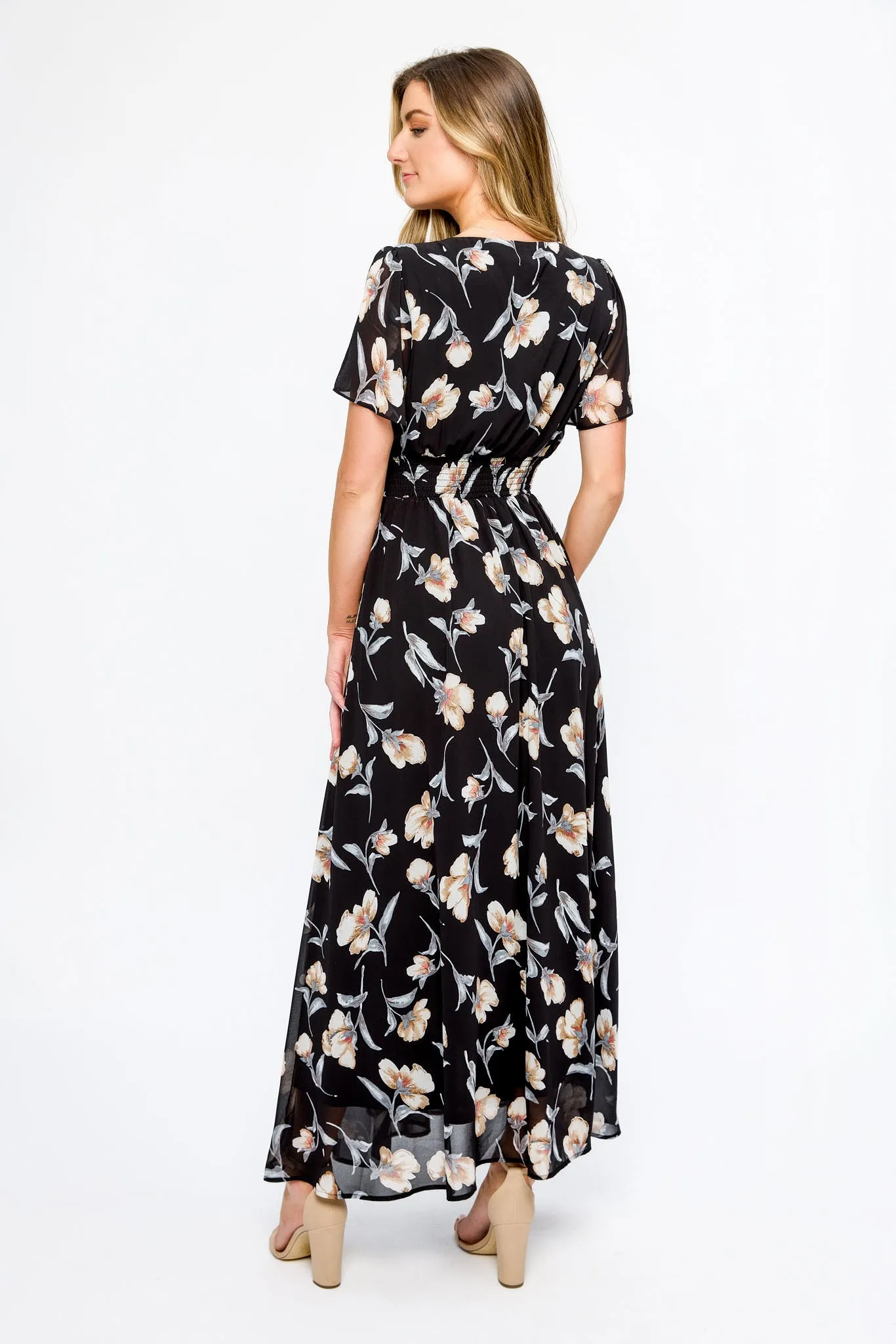 Floral Chiffon Flutter Sleeve Maxi Dress sold by Eclipse product image thumbnail 2