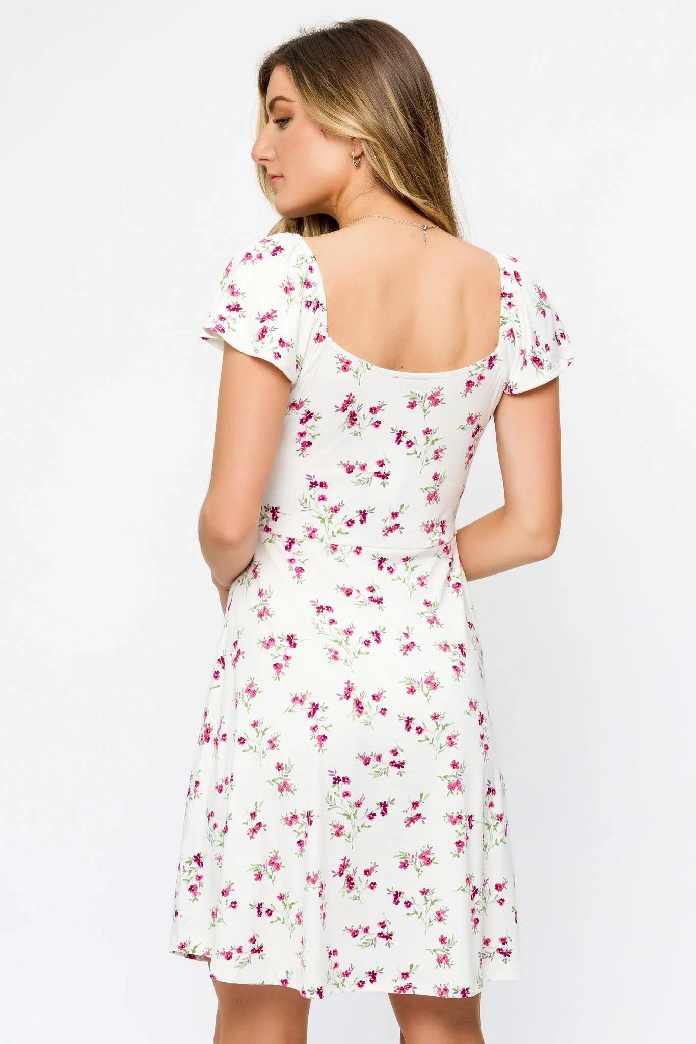 Ditsy Print Flutter-Sleeve V-Neck Skater Dress sold by Eclipse product image thumbnail 2