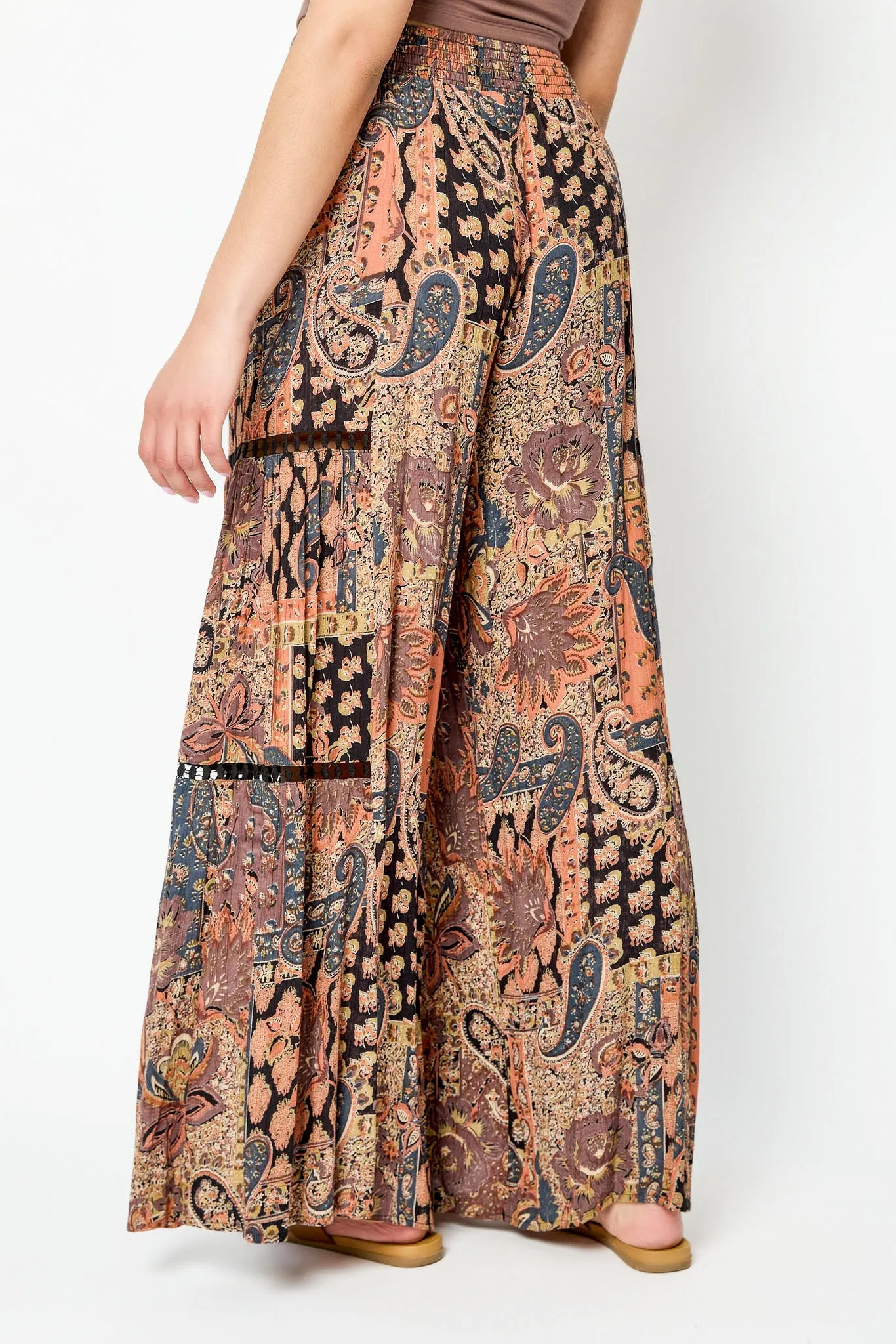 Patchwork Tiered Wide-Leg Pant with Crochet Trim sold by Eclipse product image thumbnail 2