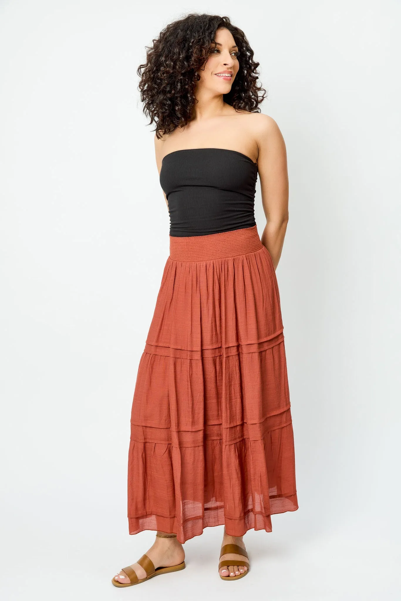 Gauze Tiered Maxi Skirt sold by Eclipse