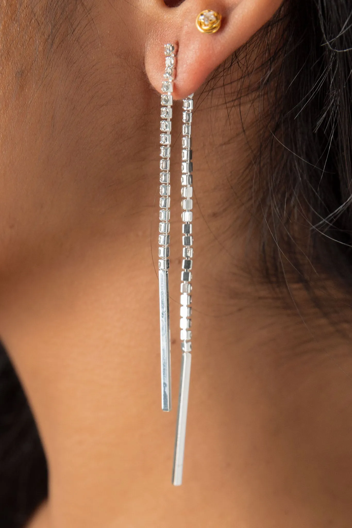 Twinkling Rhinestone Linear Earrings sold by Eclipse product image thumbnail 2