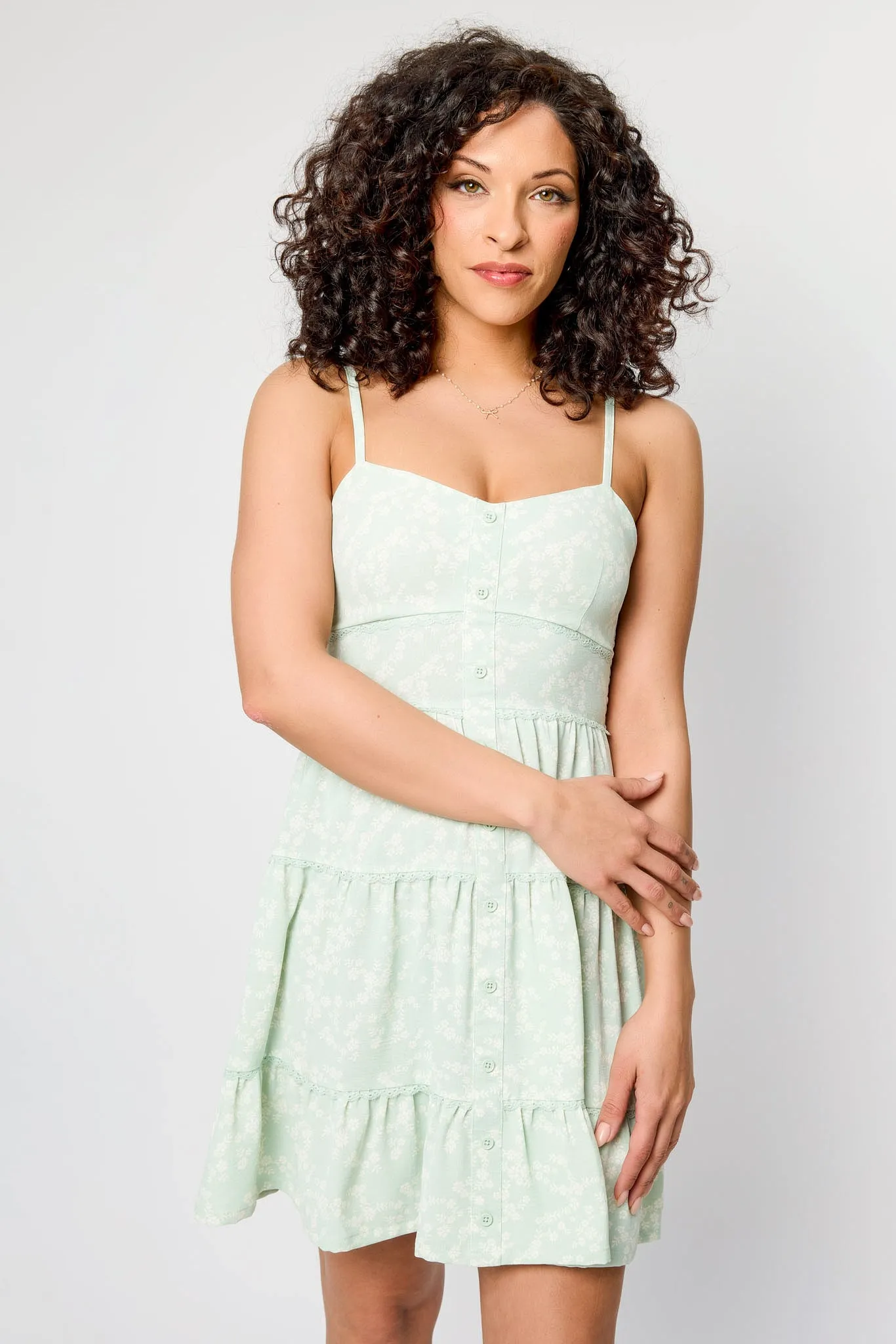 Ditsy Airflow Spaghetti Strap Tiered Dress sold by Eclipse product image thumbnail 3