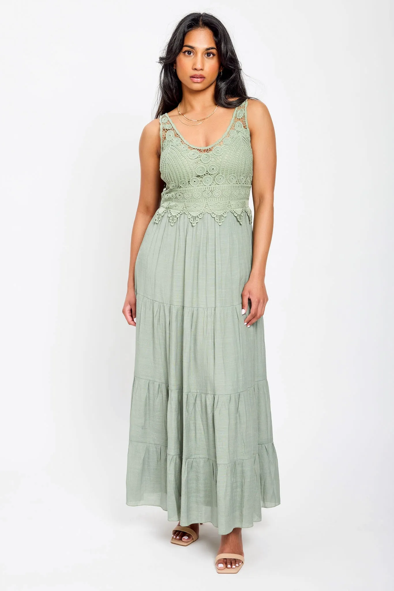 Gauze Maxi Dress with Crochet Bodice sold by Eclipse