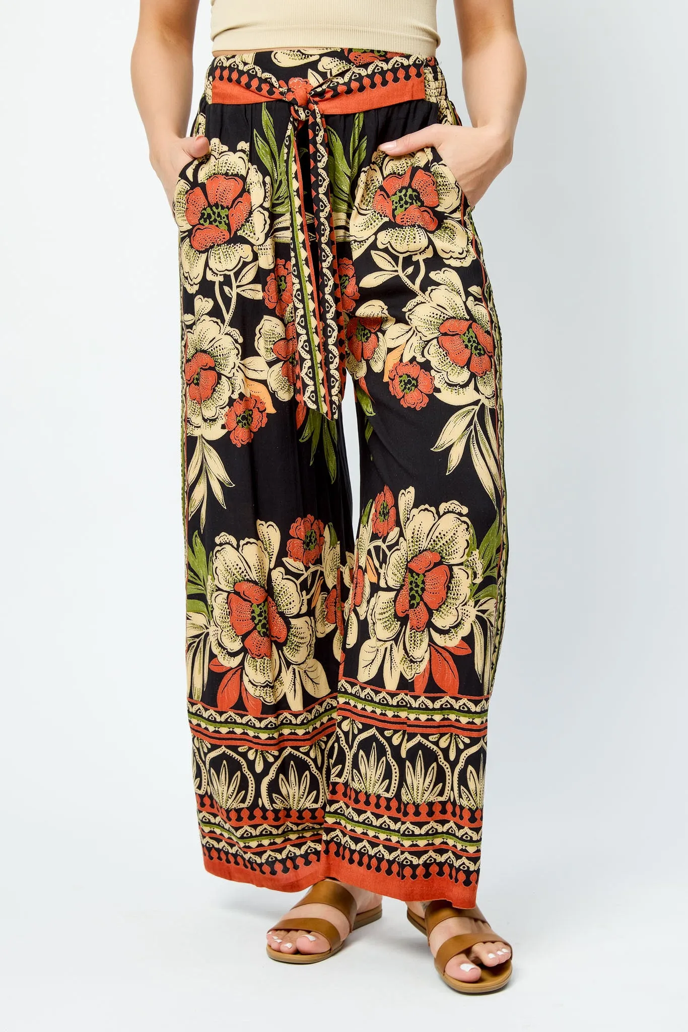 Tie-Belt Floral Palazzo Pant sold by Eclipse product image thumbnail 3