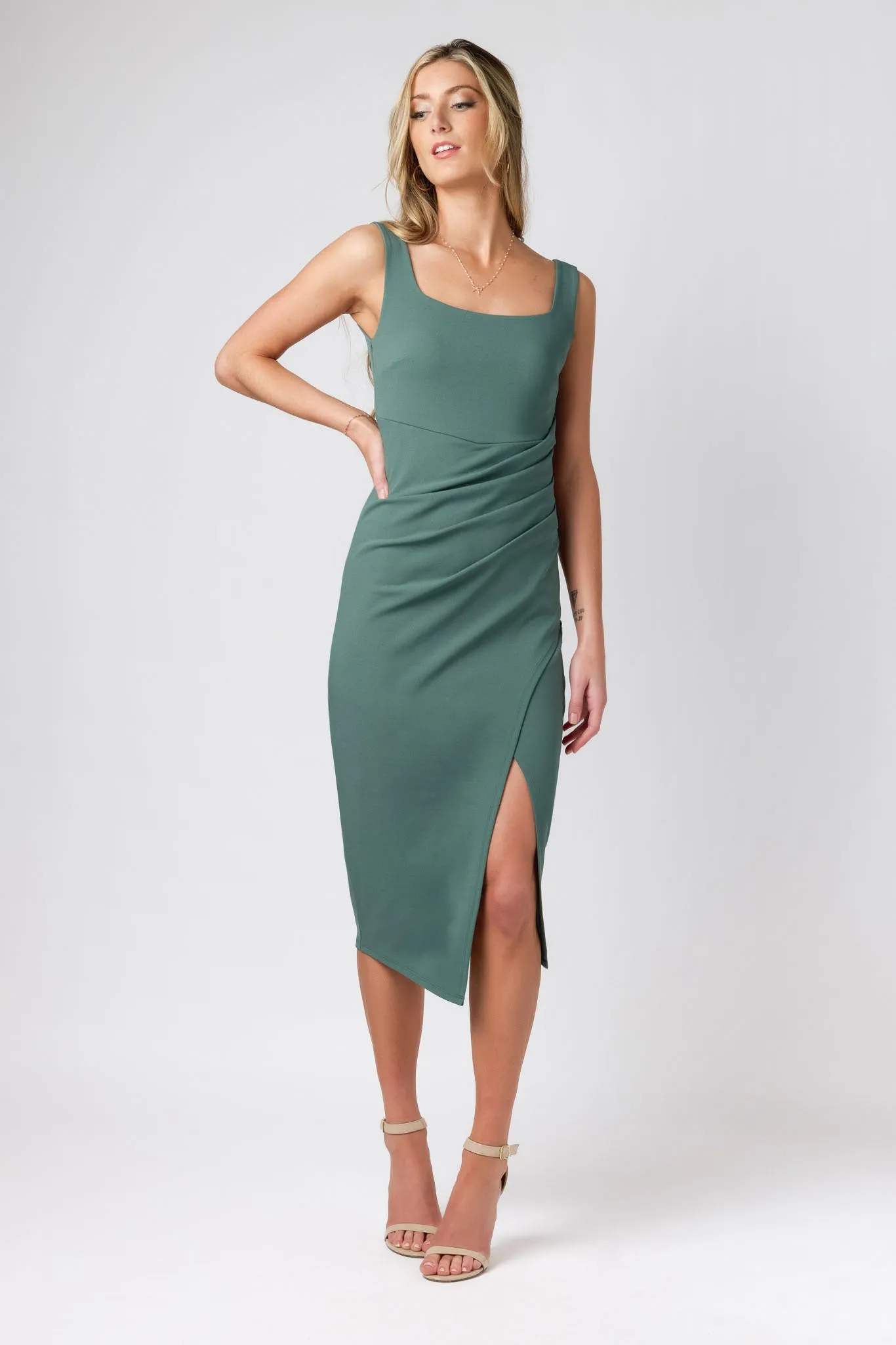 Square Neck Midi Dress with Side Slit sold by Eclipse