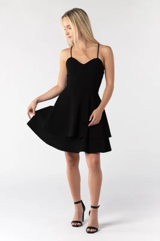 Stretch Crepe Double Hem Lace-Up Skater Dress made by Eclipse