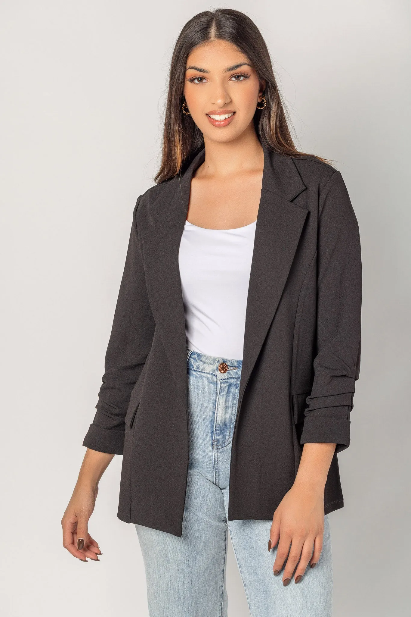 Stretch Crepe Blazer with Ruched Sleeves sold by Eclipse product image thumbnail 3