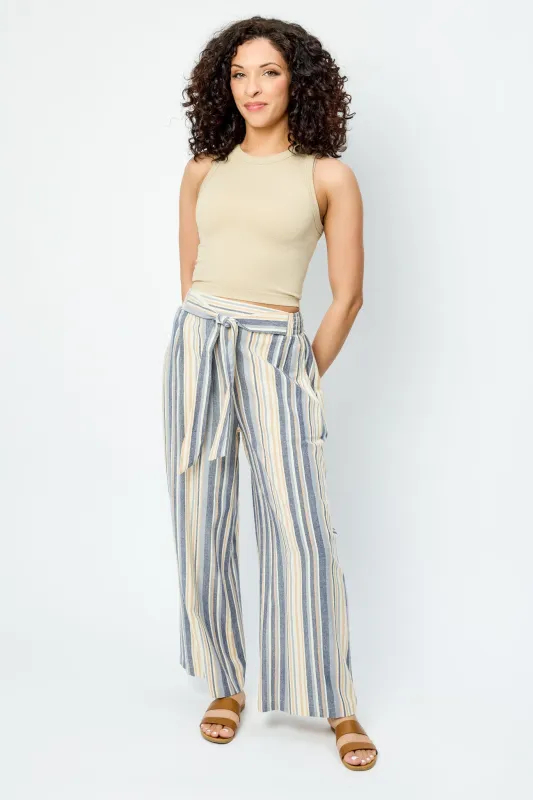Tie-Belt Striped Palazzo Pant sold by Eclipse