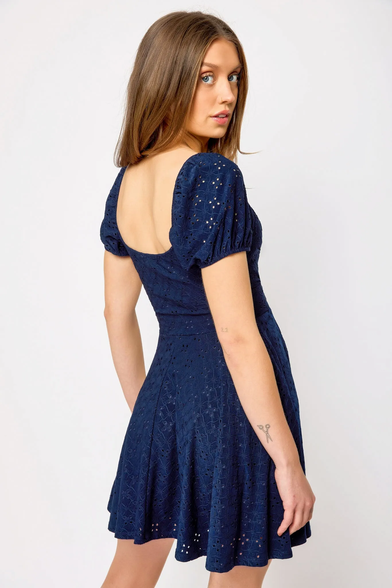 Eyelet Puff-Sleeve Skater Dress sold by Eclipse product image thumbnail 4