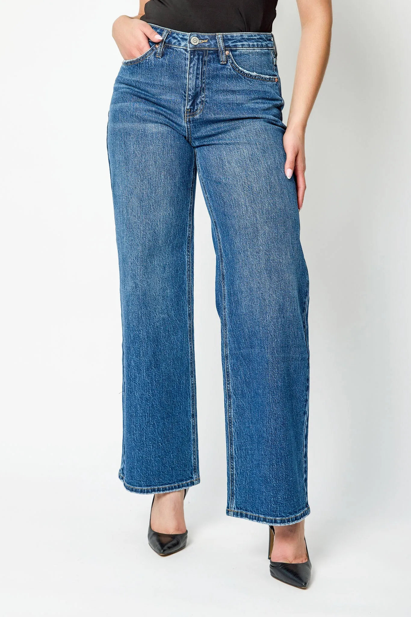 YMI Dark Wash High-Rise Wide-Leg Jean sold by Eclipse product image thumbnail 3