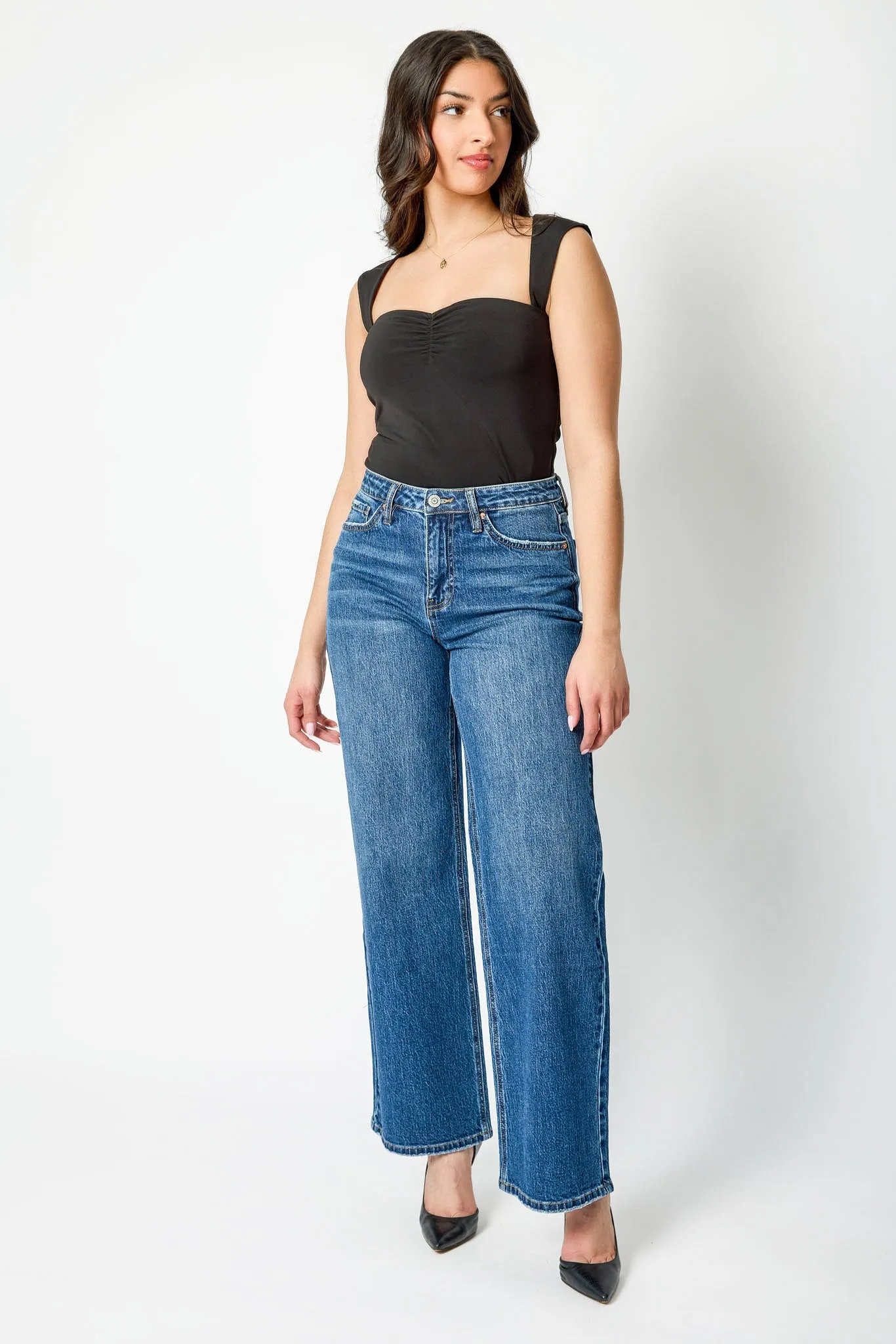 YMI Dark Wash High-Rise Wide-Leg Jean sold by Eclipse