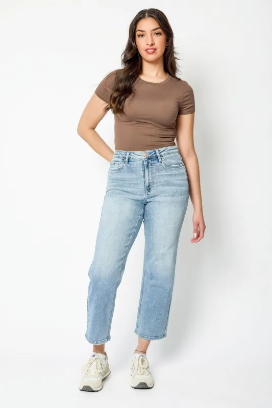 YMI Mid-Wash High-Rise Cropped Jean sold by Eclipse