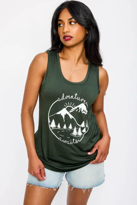 "Adventure Awaits" Graphic Tank Top sold by Eclipse