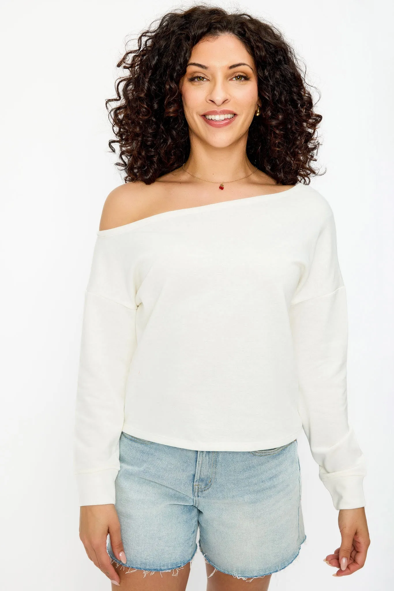 Terry Off-The-Shoulder Sweatshirt sold by Eclipse