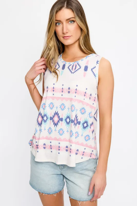 Abstract Crew-Neck Sleeveless Swing Tank sold by Eclipse