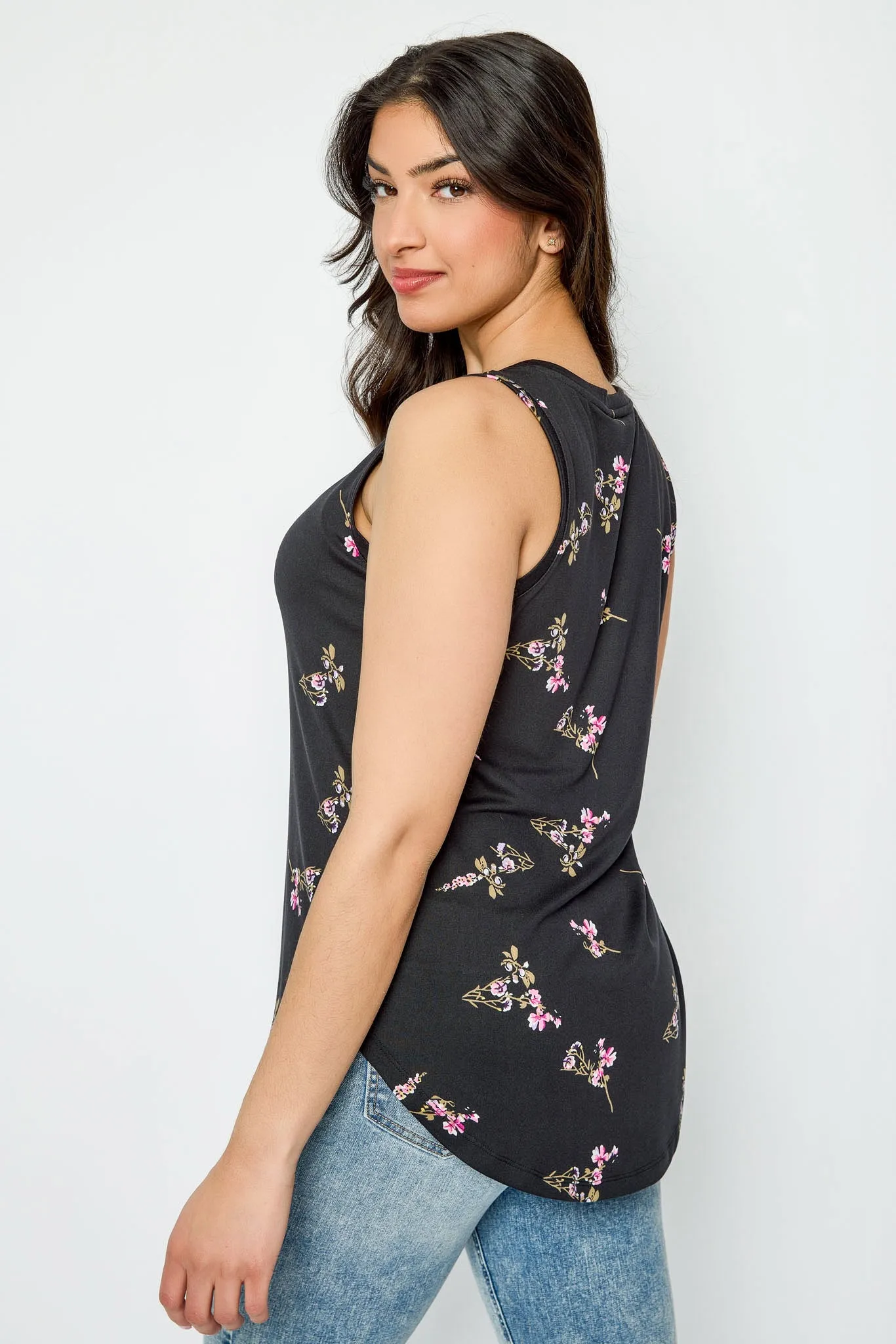 Small Floral Brushed Sleeveless V-Neck Top sold by Eclipse product image thumbnail 2