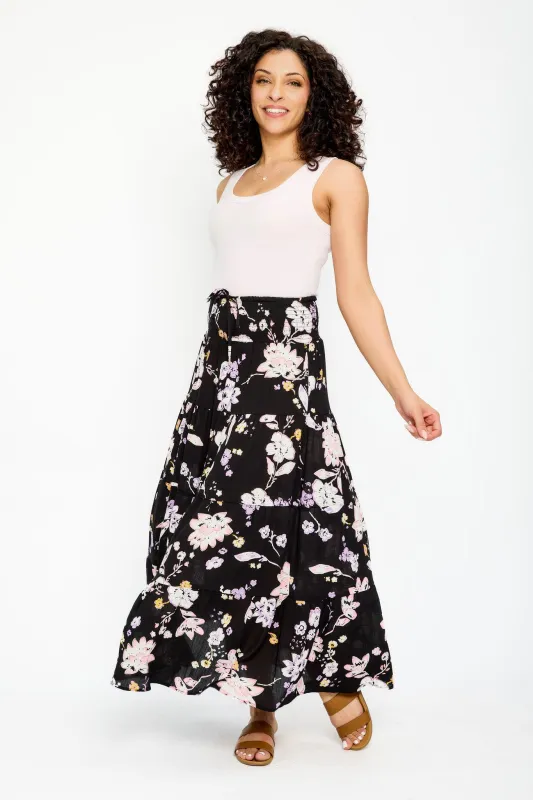 Smocked Waist Maxi Tiered Skirt sold by Eclipse