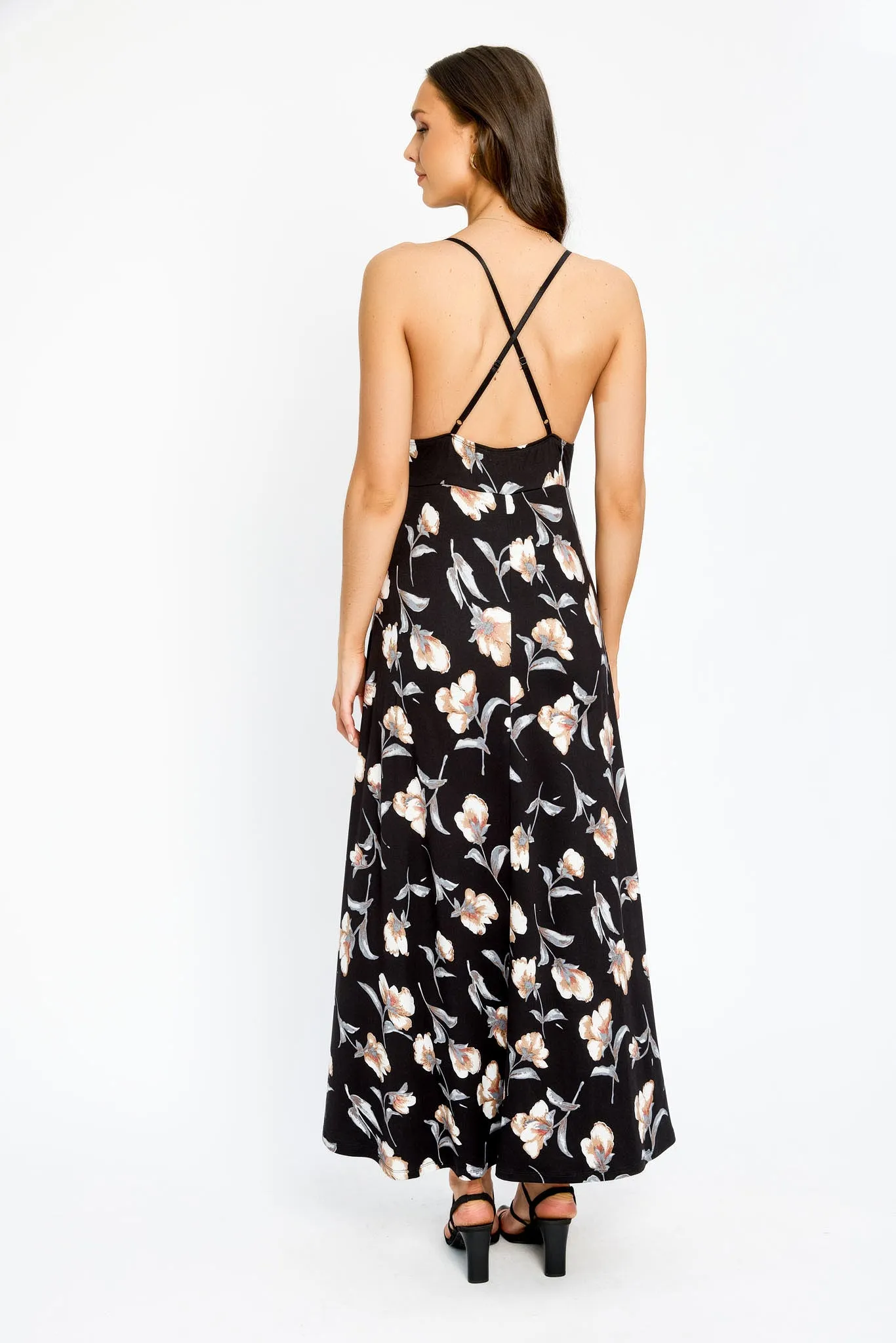 Floral Spaghetti Strap V-Neck Maxi Dress with Side Slits sold by Eclipse product image thumbnail 2