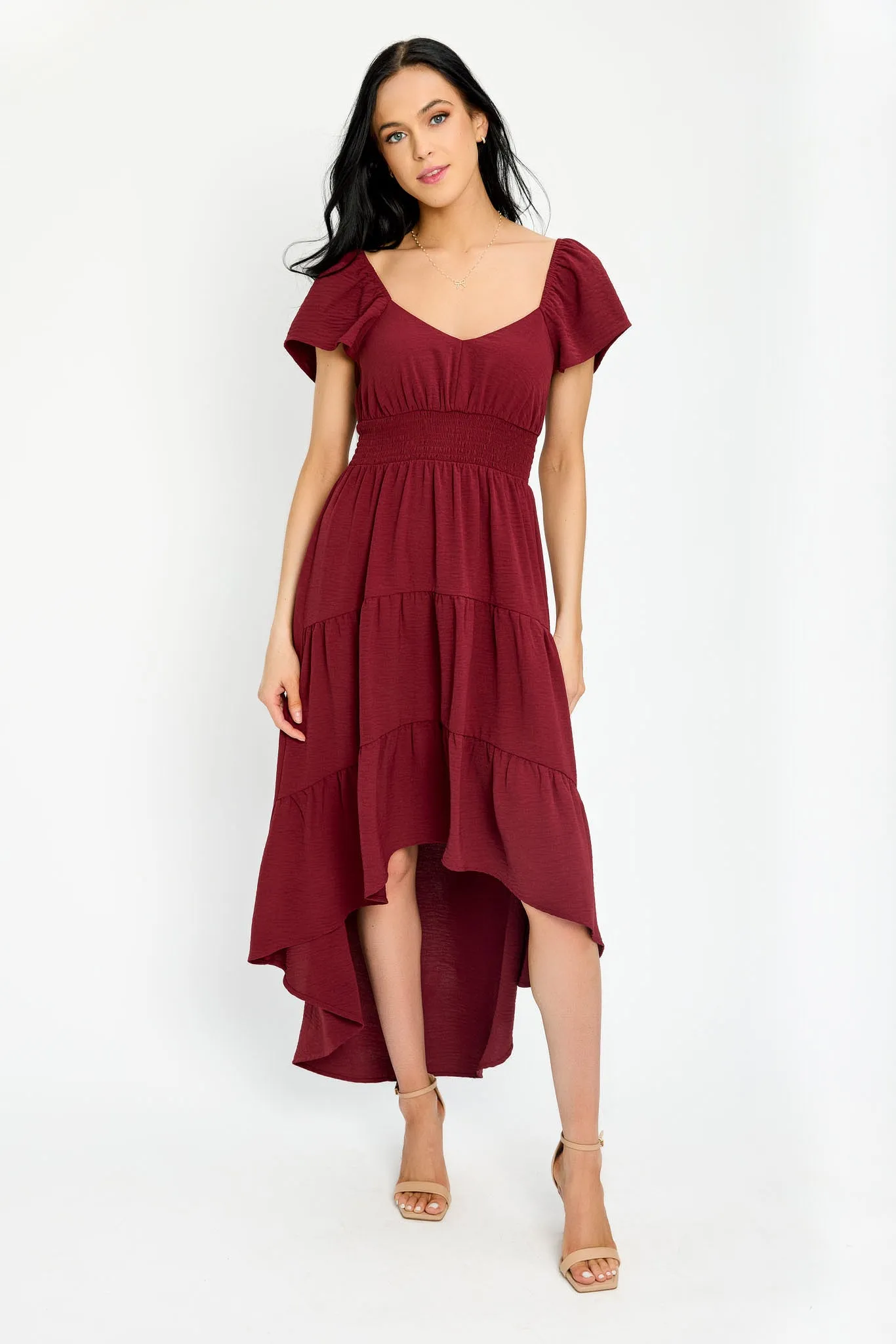 Flutter Sleeve High-Low Tiered Maxi Dress sold by Eclipse product image thumbnail 3