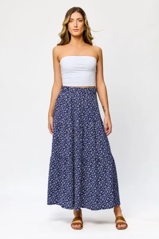 Printed Ripple Jersey Tiered Maxi Skirt sold by Eclipse