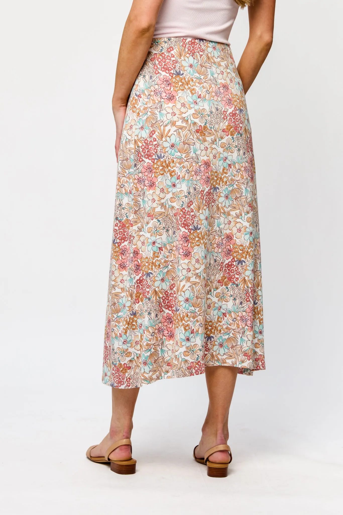 Small Floral Print Maxi Skirt with Side Slit and Built-in Shorts sold by Eclipse product image thumbnail 2