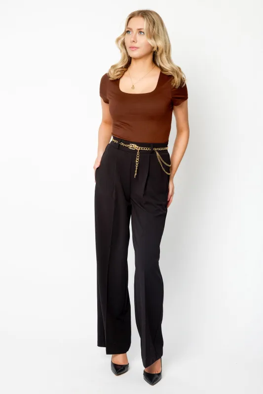 Knit Crepe High-Rise Pant with Chain-Belt sold by Eclipse