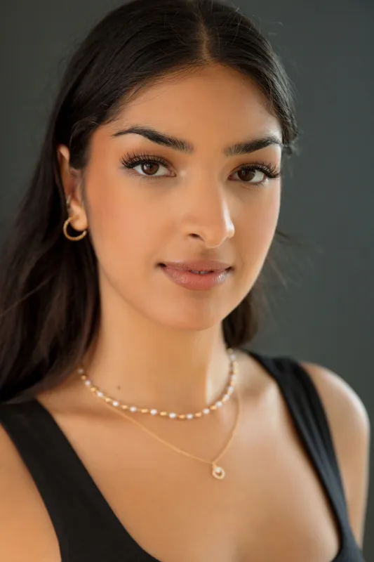 Mini Rhinestone Pearl Double-Chain Necklace sold by Eclipse