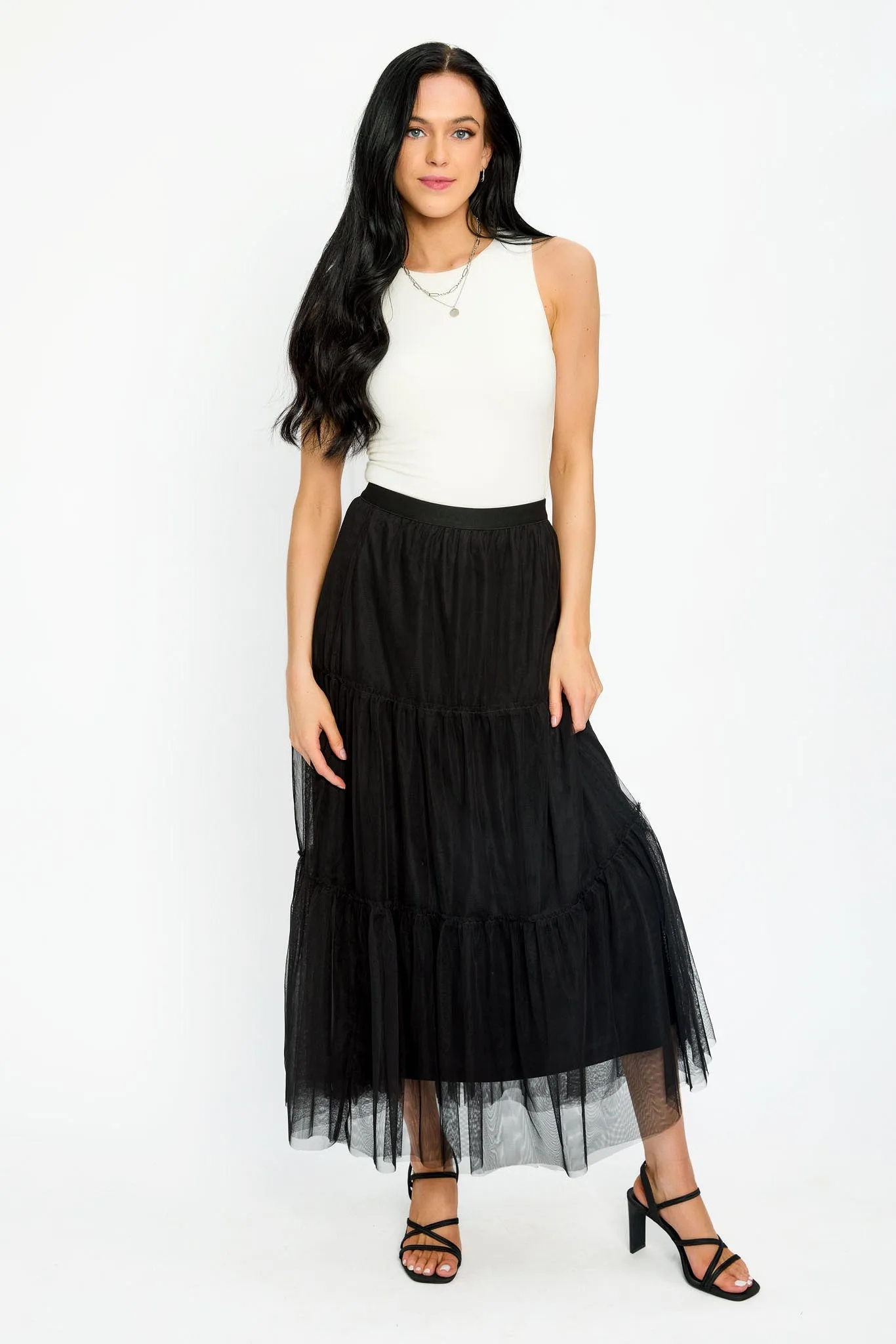 Tiered Mesh Maxi Skirt sold by Eclipse