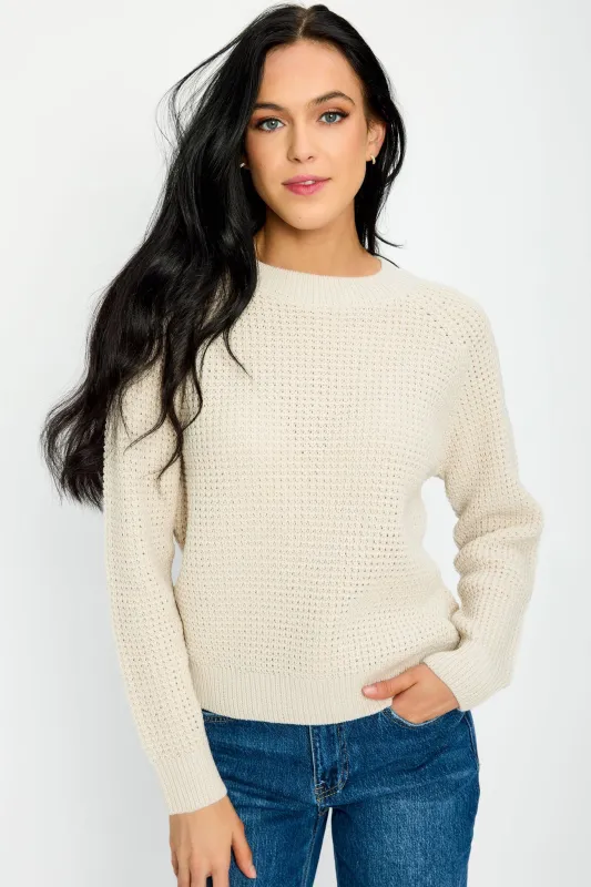 Solid Waffle-Knit Long Sleeve Sweater sold by Eclipse