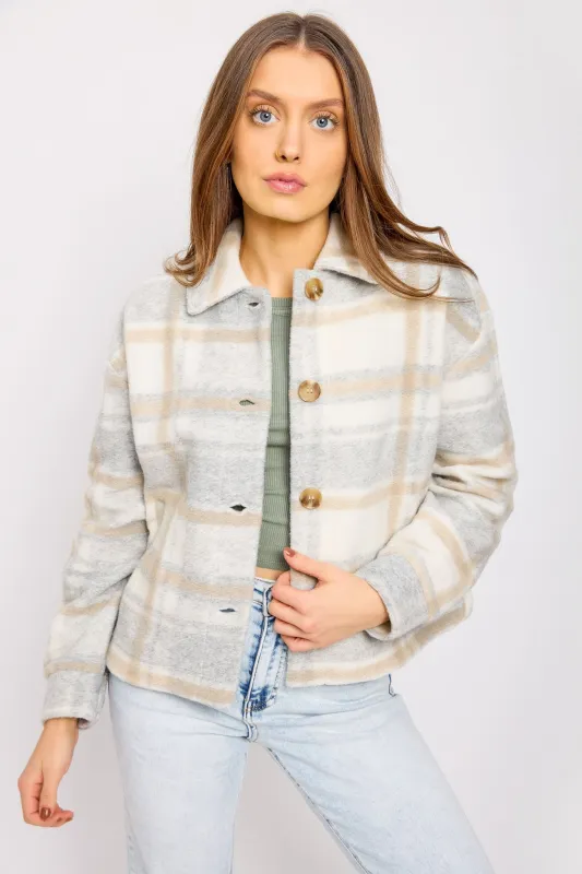Plaid Cropped Shacket sold by Eclipse
