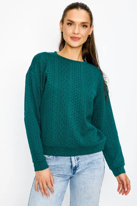 Jacquard Crew-Neck Cable-Knit Sweater sold by Eclipse