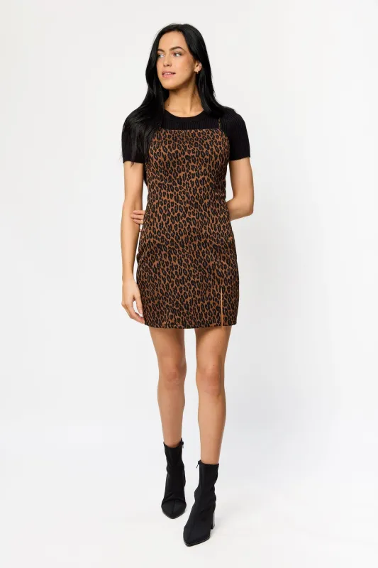 Animal Print Spaghetti Strap Bodycon Dress with Side Slit sold by Eclipse