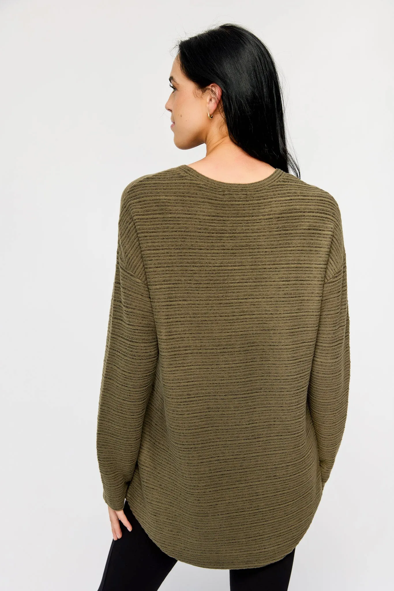 Brushed Stripe Crew-Neck Sweater with High-Low Hem sold by Eclipse product image thumbnail 4