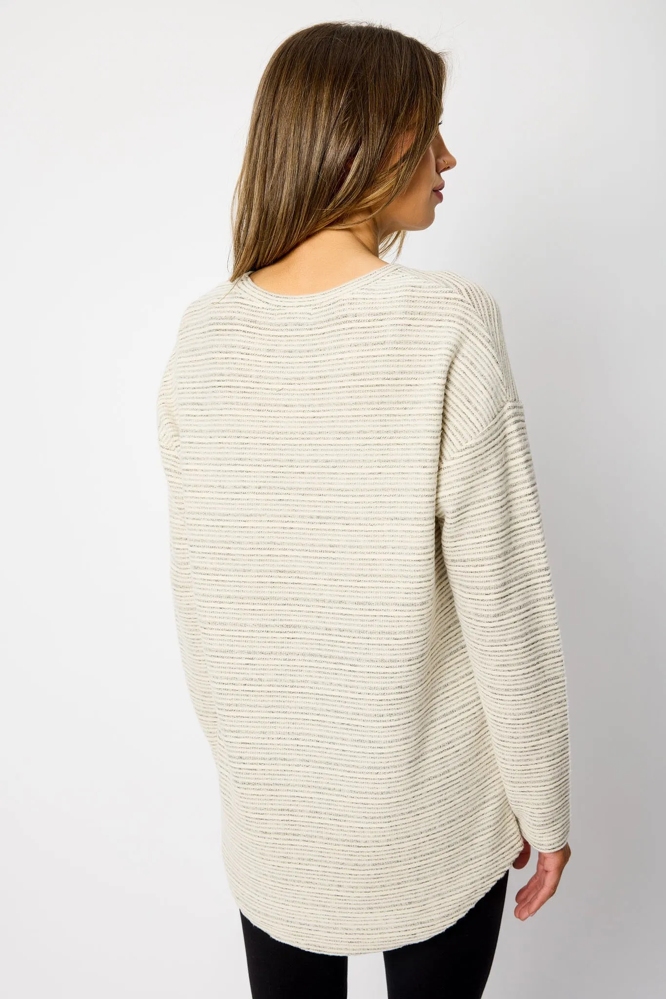 Brushed Stripe Crew-Neck Sweater with High-Low Hem sold by Eclipse product image thumbnail 2