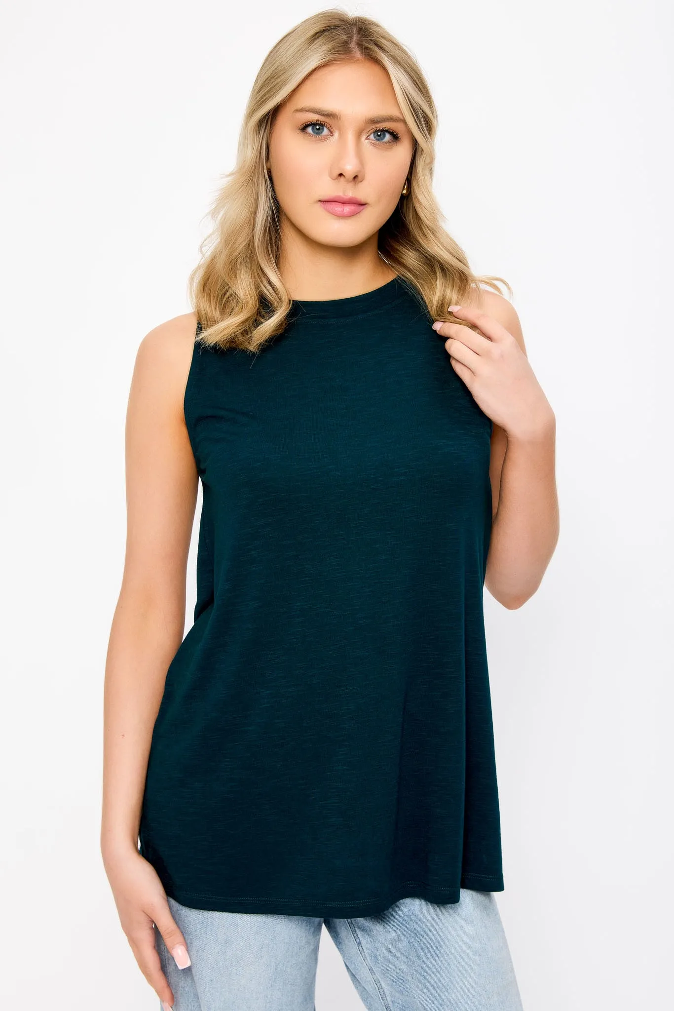 Slub Crew-Neck Tank with Side Slits sold by Eclipse