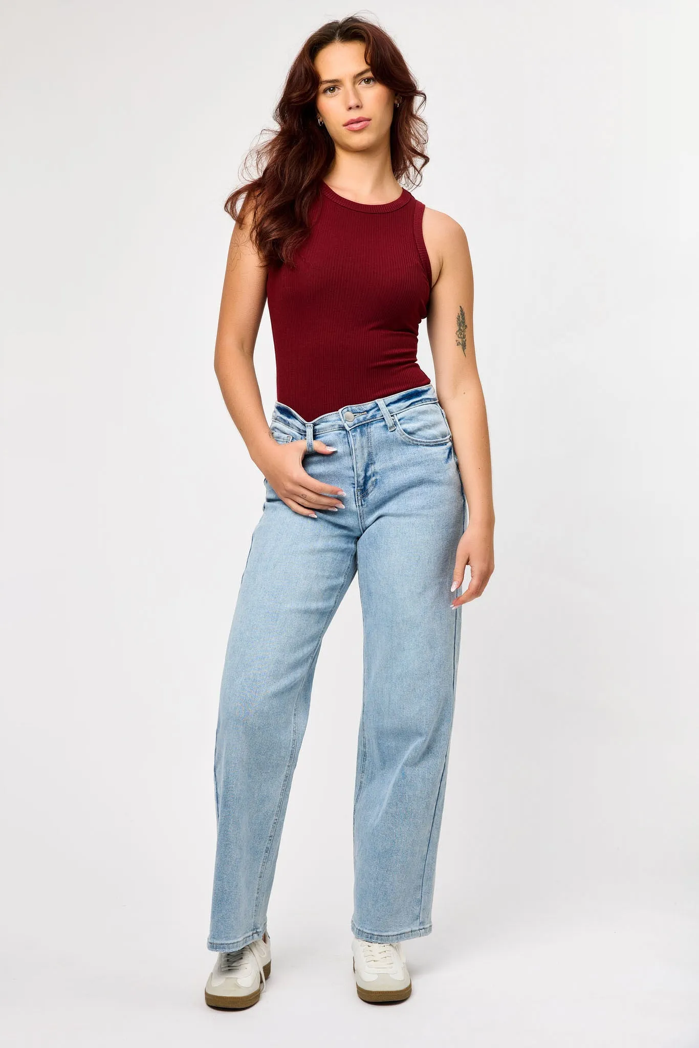 Tattoo Light Wash High-Rise Wide Leg Jean sold by Eclipse