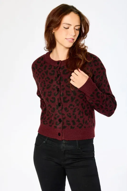 Animal Print Crew-Neck Cardigan sold by Eclipse