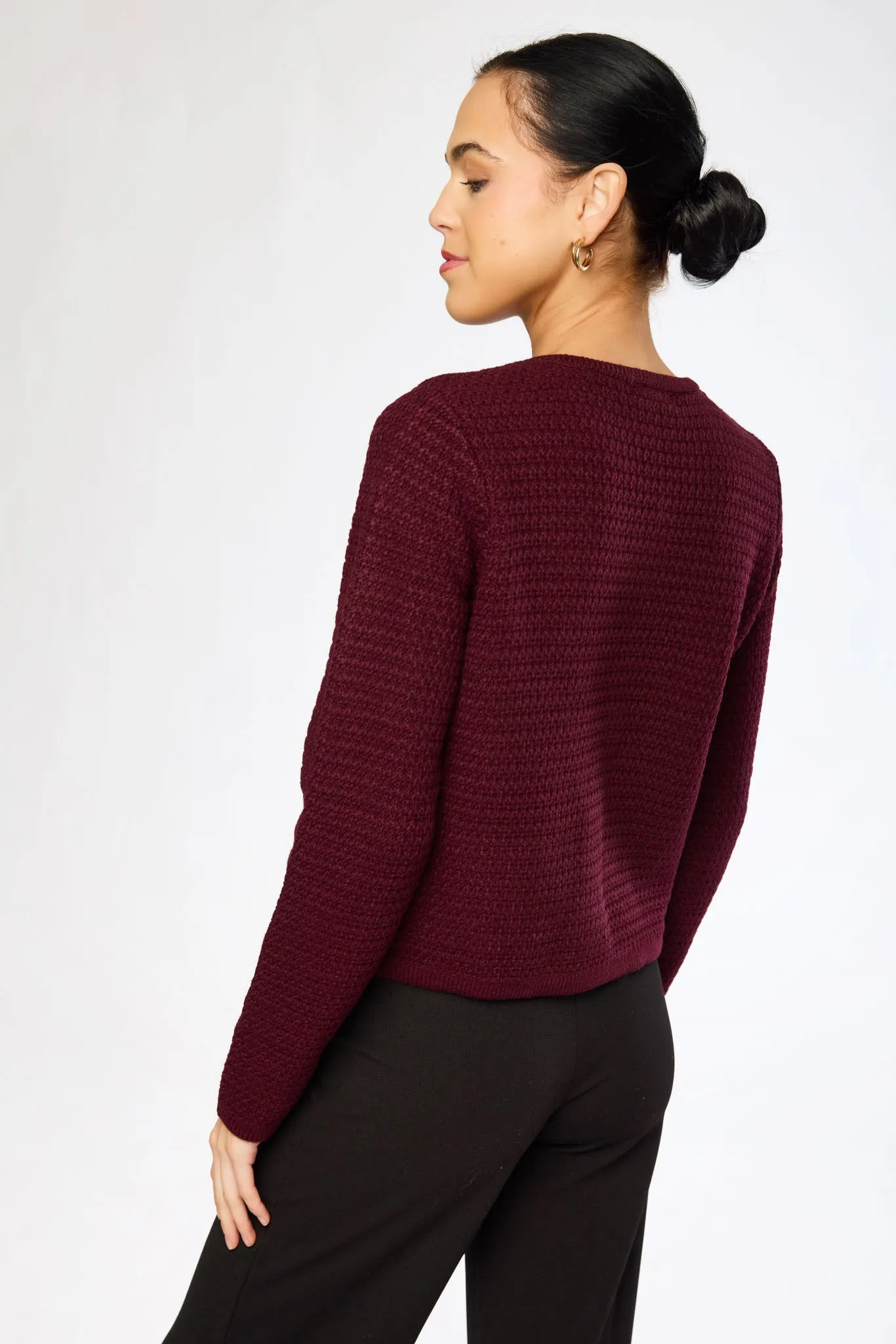 Ribbed Crew-Neck Cardigan with Gold Buttons sold by Eclipse product image thumbnail 2