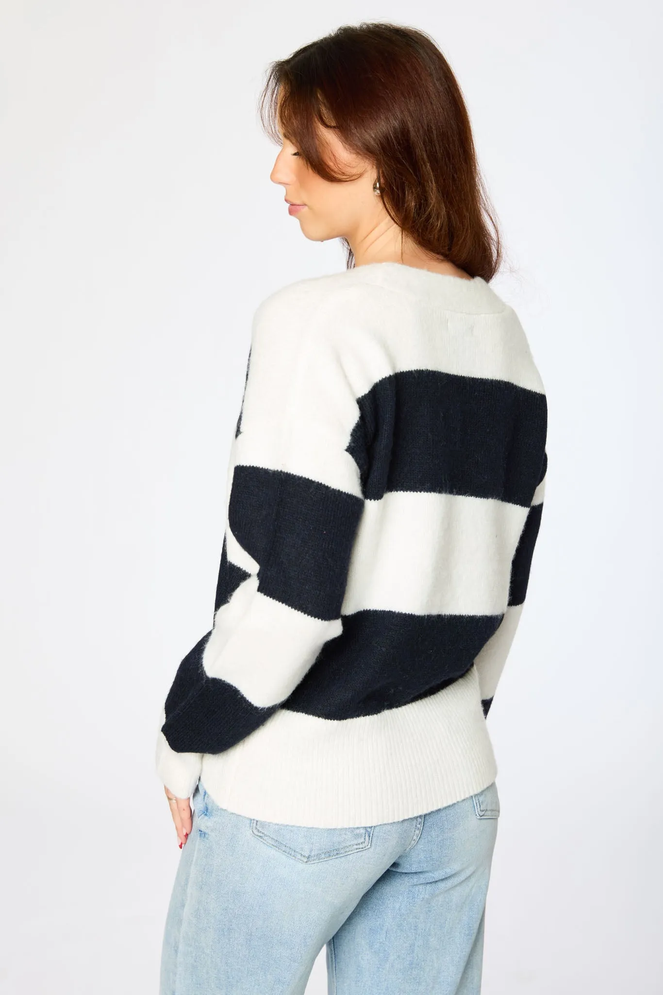 Rugby-Stripe Grandpa Cardigan sold by Eclipse product image thumbnail 2