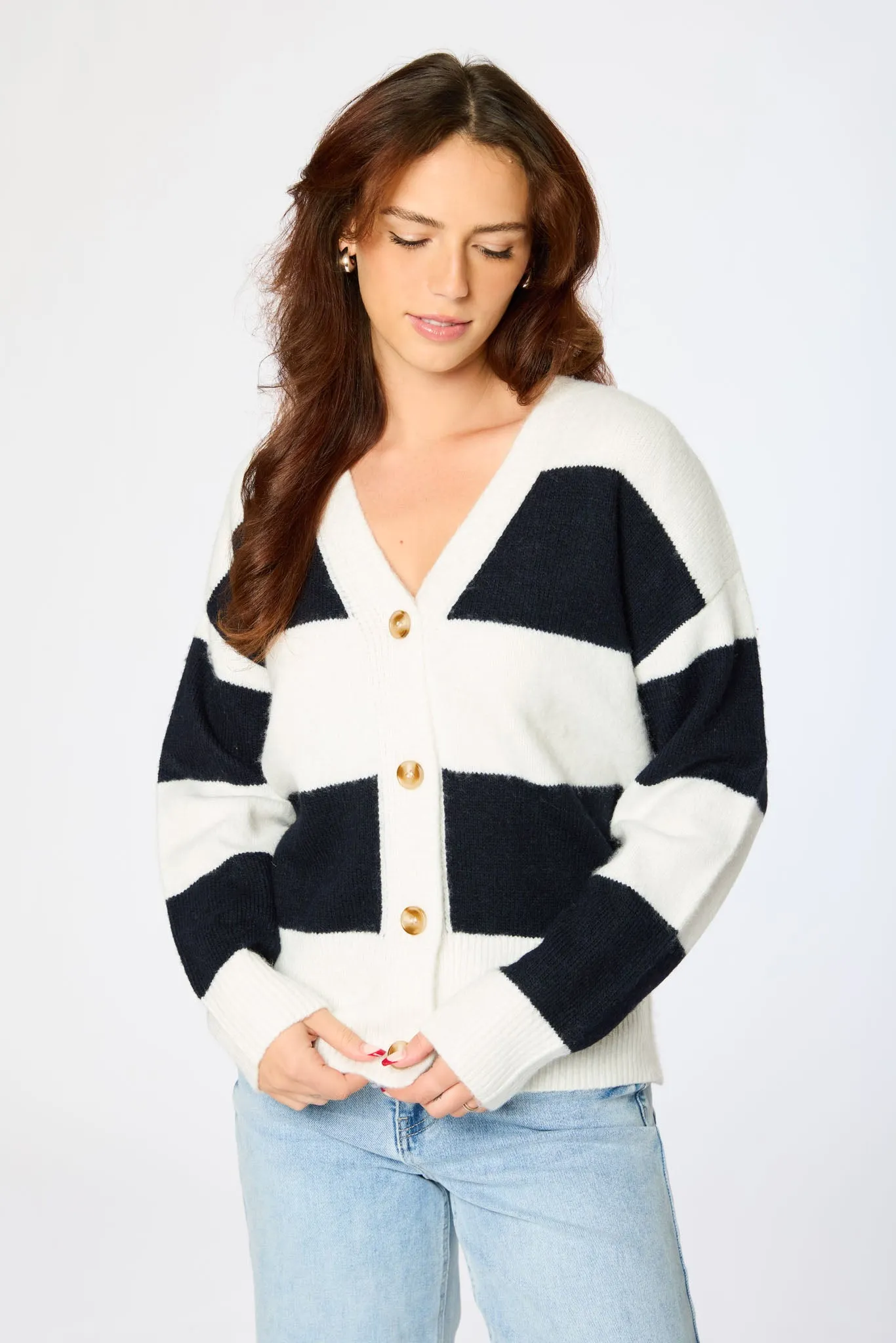 Rugby-Stripe Grandpa Cardigan sold by Eclipse