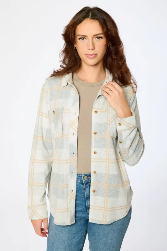 Plaid Brushed Knit Button-Up Shirt sold by Eclipse