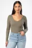 Ribbed V-Neck Long-Sleeve Tee sold by Eclipse