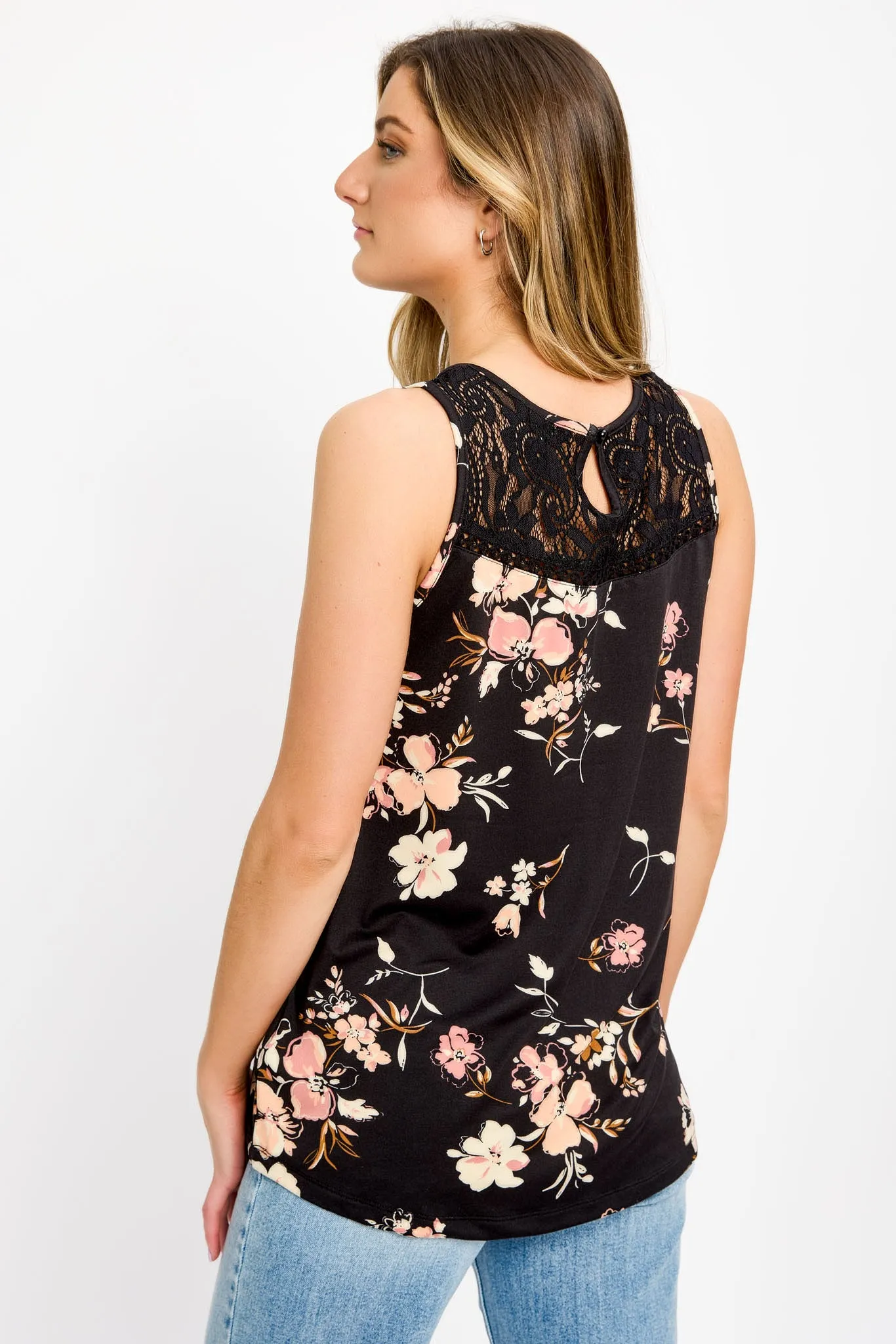 Mauve Floral Sleeveless Top with Lace Trim sold by Eclipse product image thumbnail 2