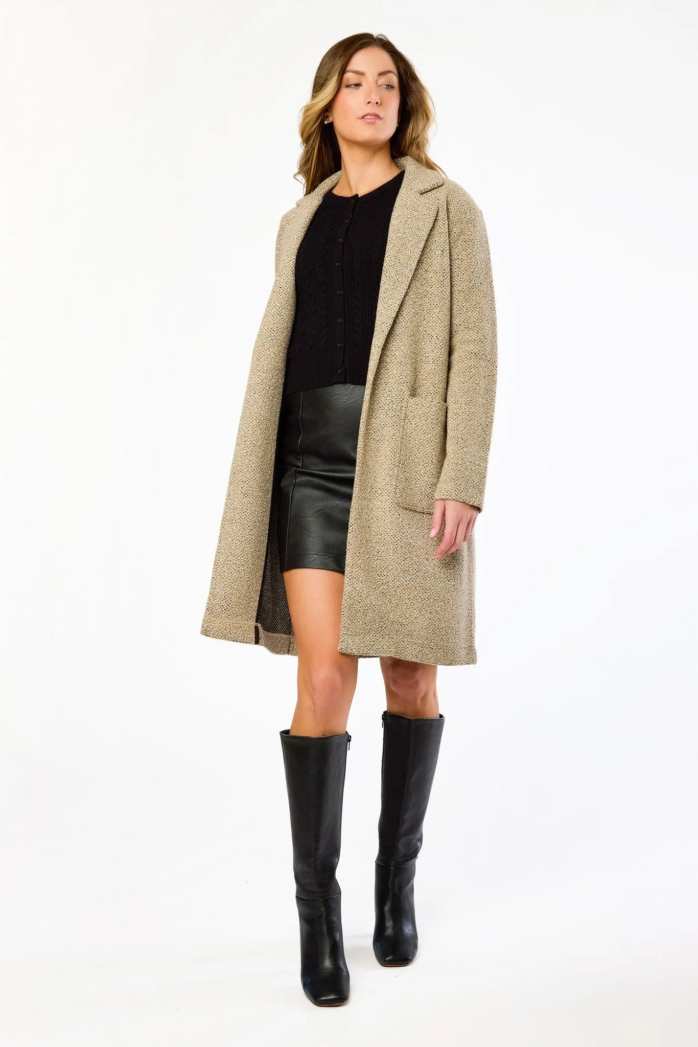 Bouclé Single-Breasted Longline Coatigan sold by Eclipse product image thumbnail 3