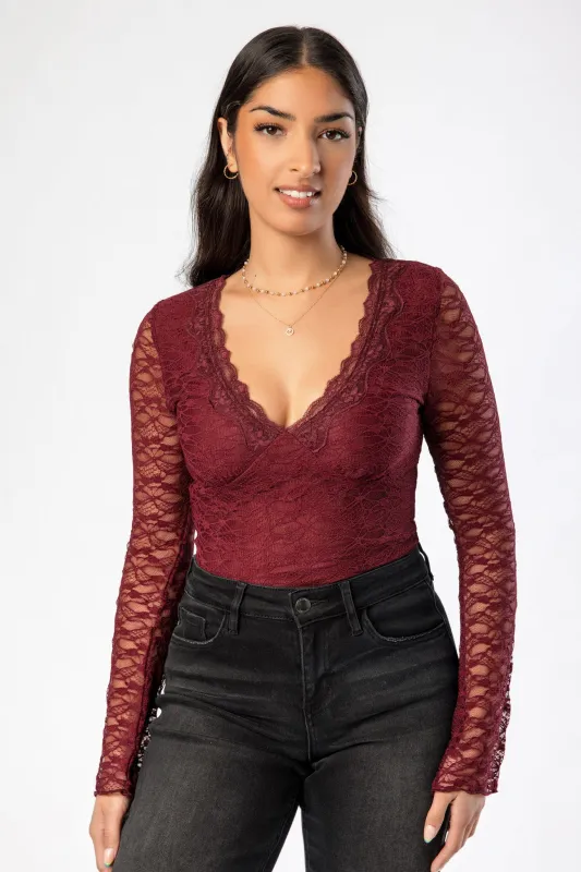 Lace V-Neck Long Sleeve Top sold by Eclipse