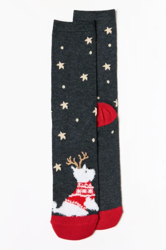Holiday Fuzzy Scottie Dogs with Stars Socks sold by Eclipse