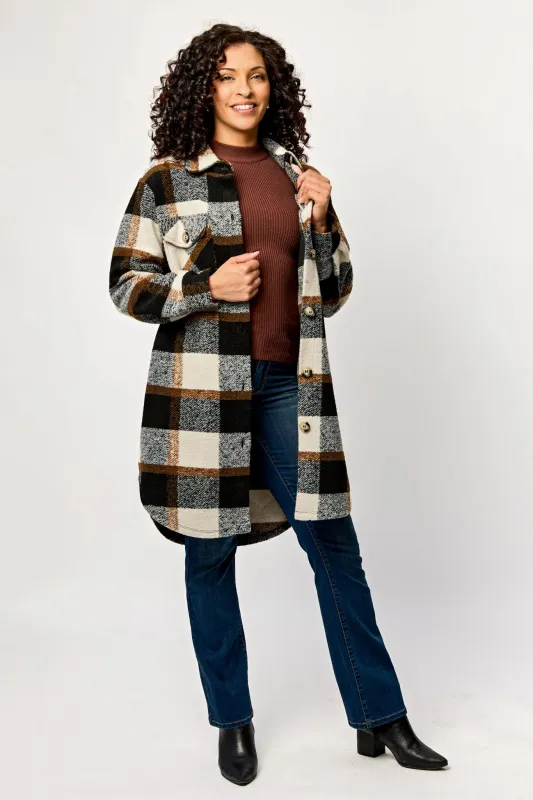 Plaid Knit Longline Shacket sold by Eclipse