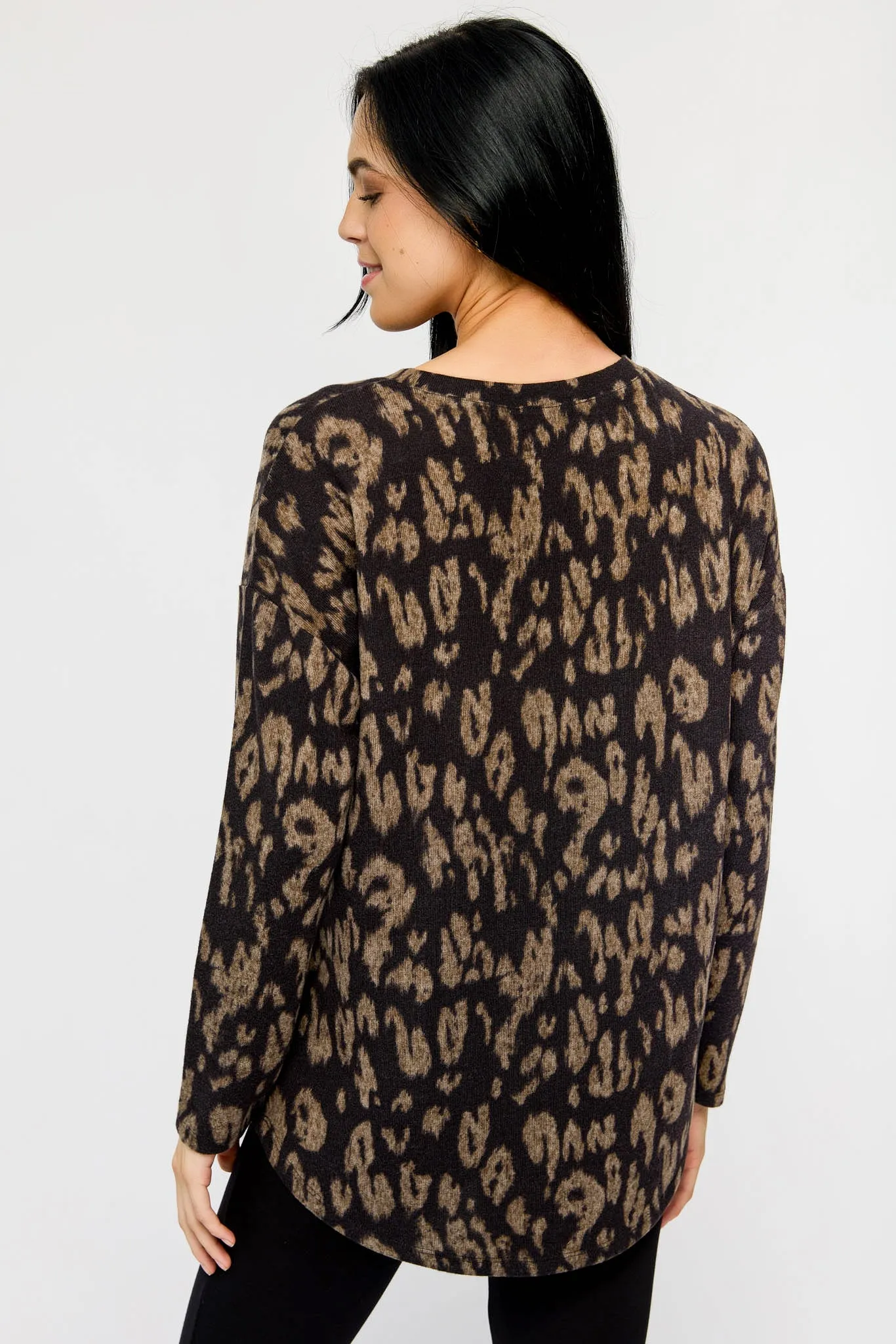 Animal Print Crew-Neck Sweater with High-Low Hem sold by Eclipse product image thumbnail 2