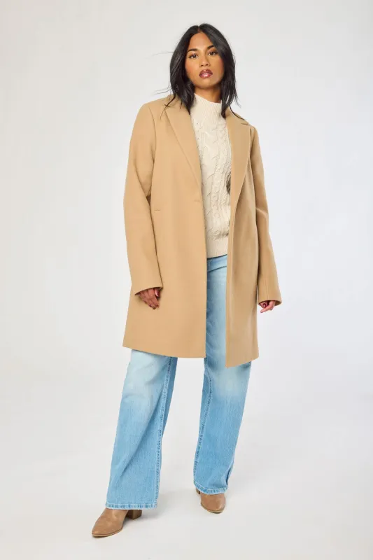 Brushed Faux Wool One Button Coat sold by Eclipse